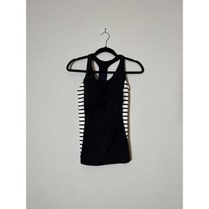Athleta Ace Racer Tank Striped Black White Nylon Small S